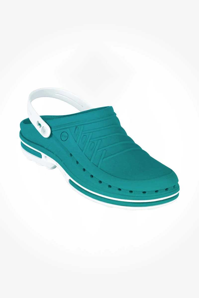 Obuwie operacyjne Wock Clog 06 z paskiem, buty medyczne w kolorze zielonym i białym unisex