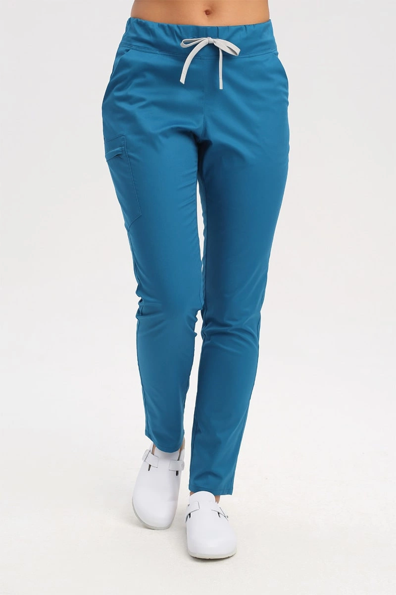 Spodnie medyczne damskie turkus ciemny SE 92, Comfort Stretch