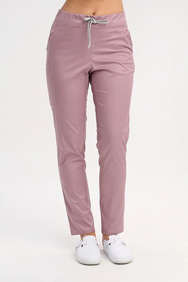 Spodnie medyczne damskie jagodowe SE 92, Comfort Stretch