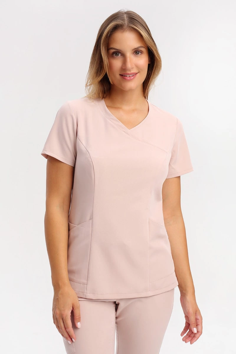 Dopasowana bluza medyczna damska beż nude BL 62, scrubs Elegant Stretch