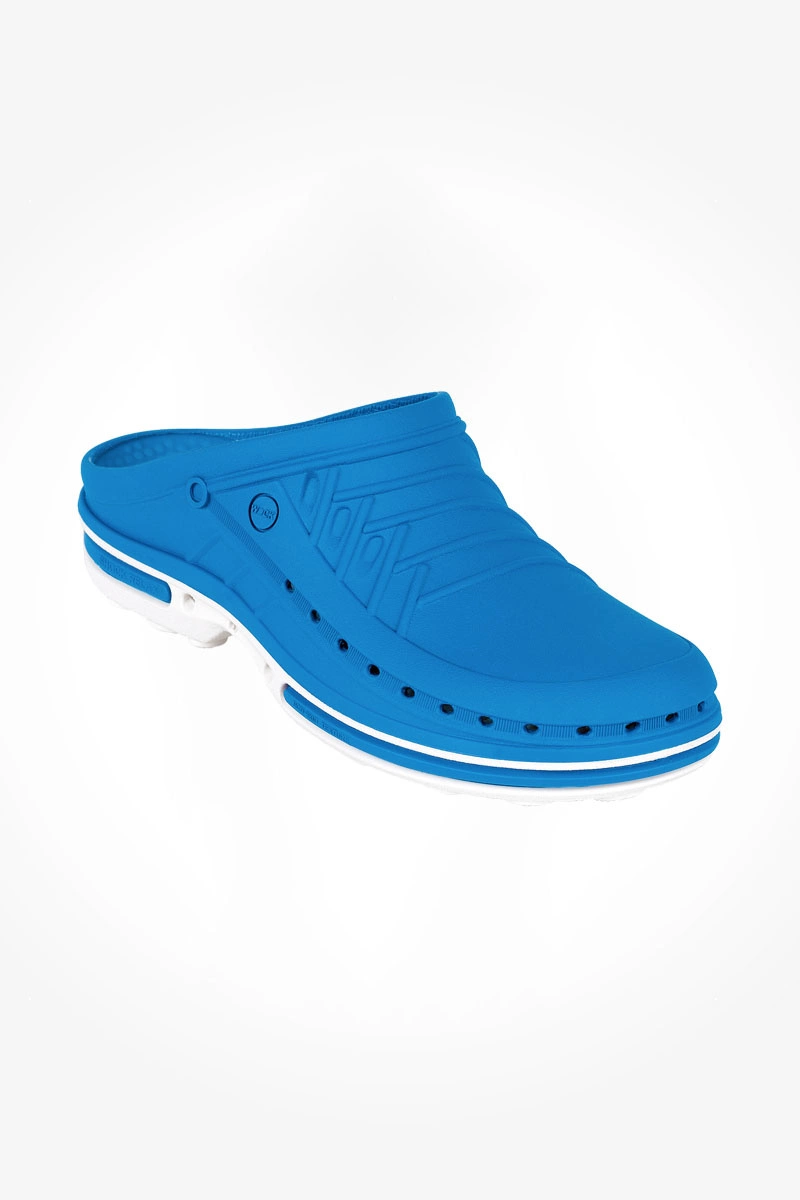 Obuwie operacyjne Wock Clog 07, buty medyczne unisex w kolorze chabrowym i białym