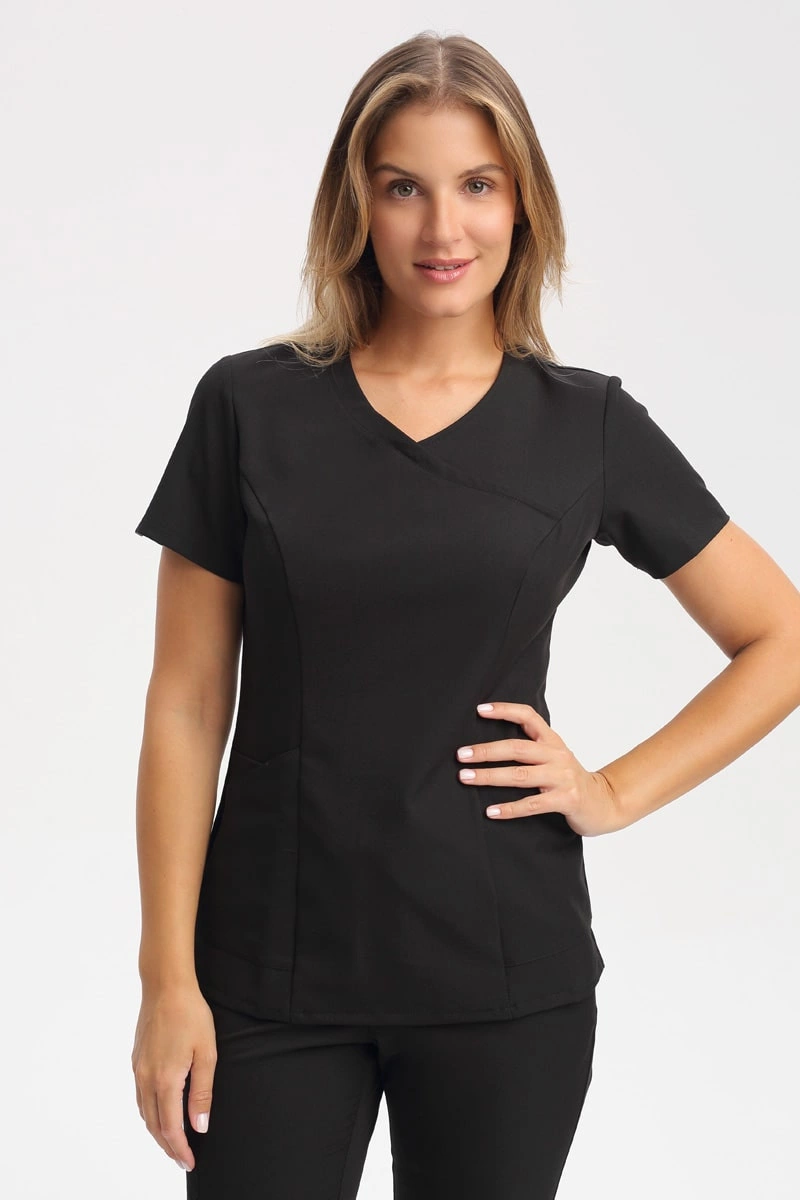 Dopasowana bluza medyczna damska czarna BL 62, Elegant Stretch