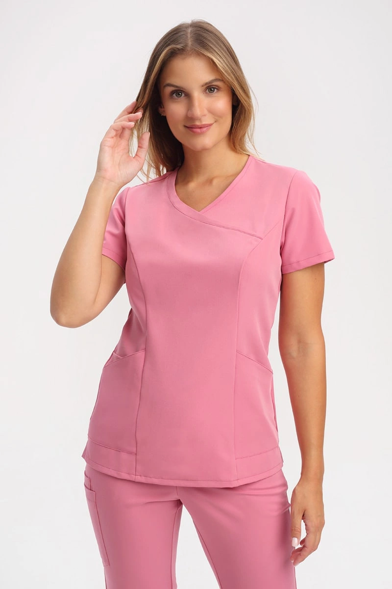 Dopasowana bluza medyczna damska koralowa BL 62, Elegant Stretch