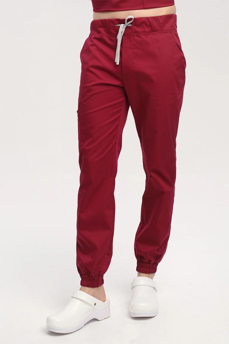 Spodnie medyczne męskie joggery bordo SE 95, Comfort Stretch