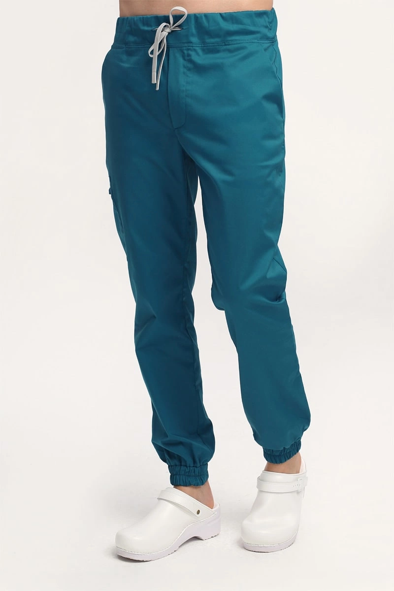 Spodnie medyczne męskie joggery turkus ciemny SE 95, Comfort Stretch