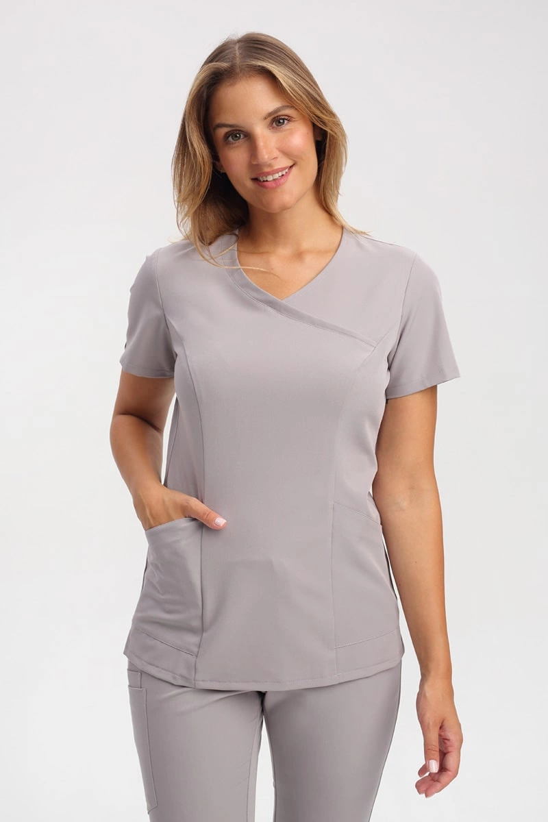 Dopasowana bluza medyczna damska BL 62, ciepły szary, Elegant Stretch