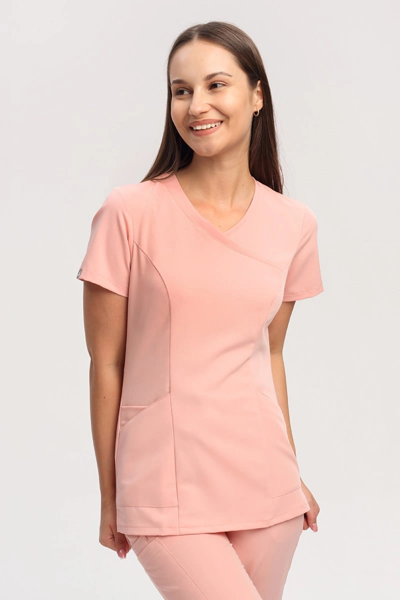 Dopasowana bluza medyczna damska morelowa BL 62, Elegant Stretch