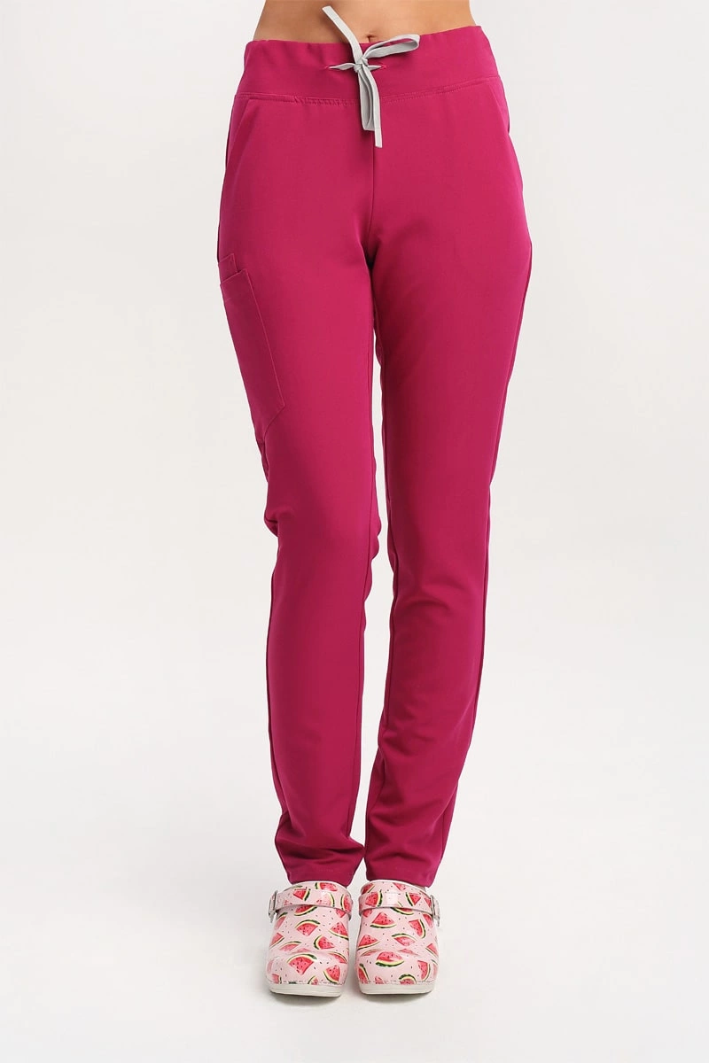 Spodnie medyczne damskie rubinowe SE 96, Elegant Stretch