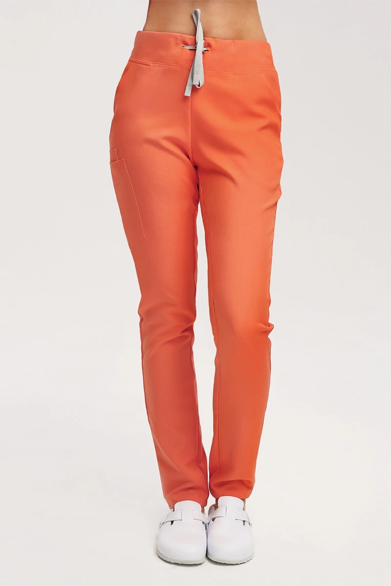 Spodnie medyczne damskie pomarańczowe SE 96, scrubs Elegant Stretch