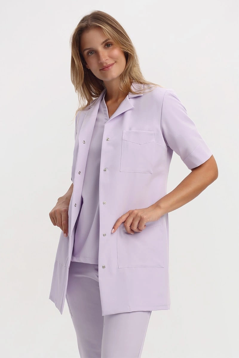 Fartuch medyczny damski lawendowy FA 41.0, krótki rękaw, Elegant Stretch