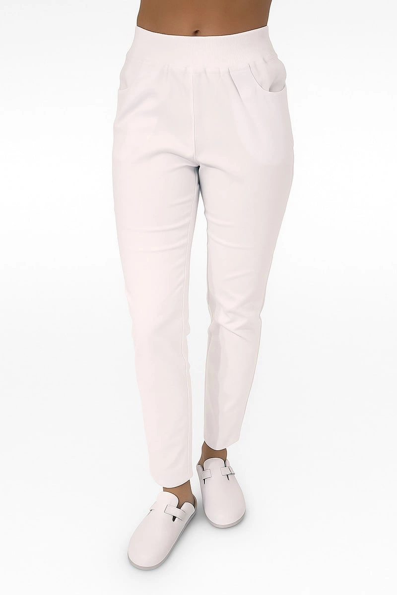 Spodnie medyczne damskie białe SE 71.2, Premium Stretch Cotton