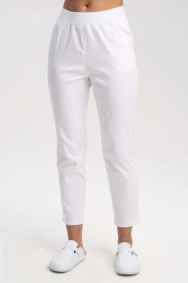 Spodnie medyczne damskie białe SE 72.2, Premium Stretch Cotton