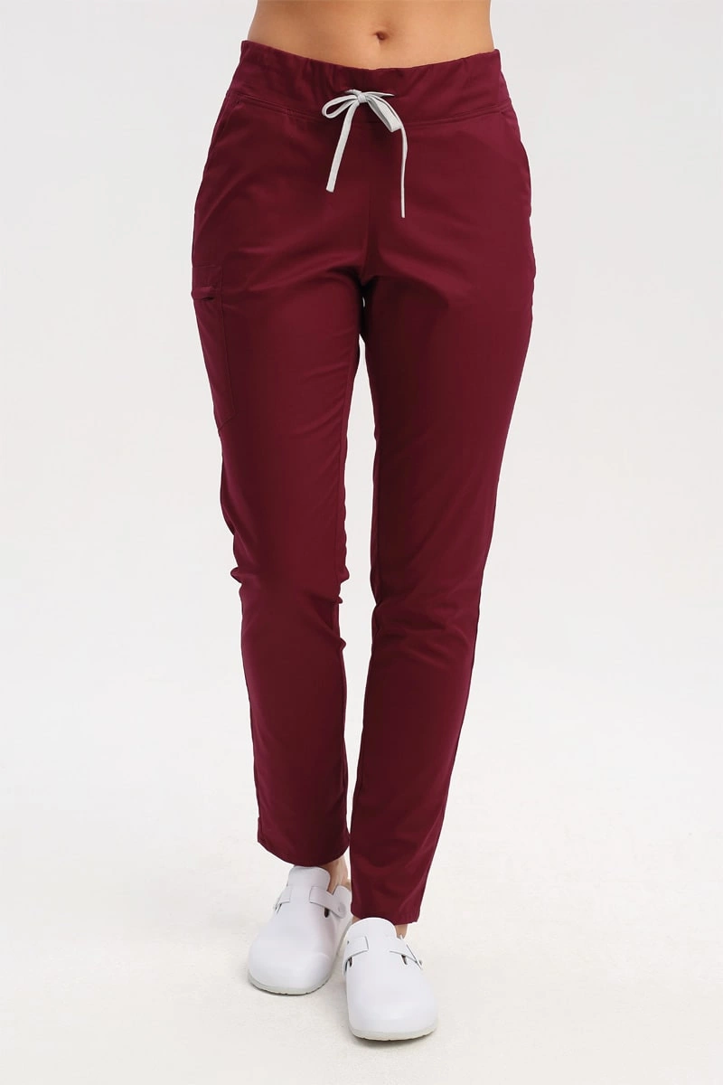 Spodnie medyczne damskie bordo SE 92, Comfort Stretch
