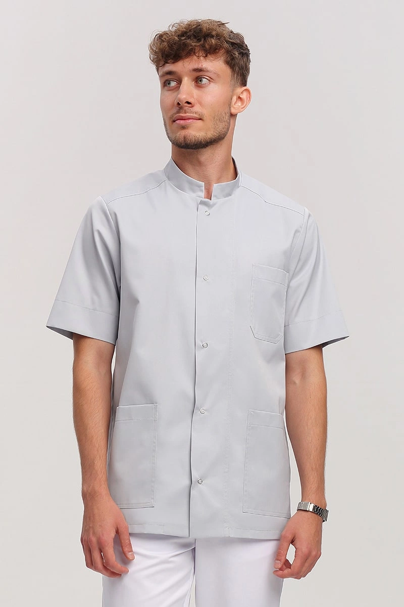 Bluza medyczna męska popielata BL 58, krótki rękaw, Premium