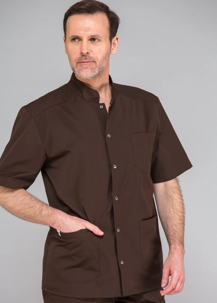 elegancka bluza medyczna męska krótki rękaw OLAF