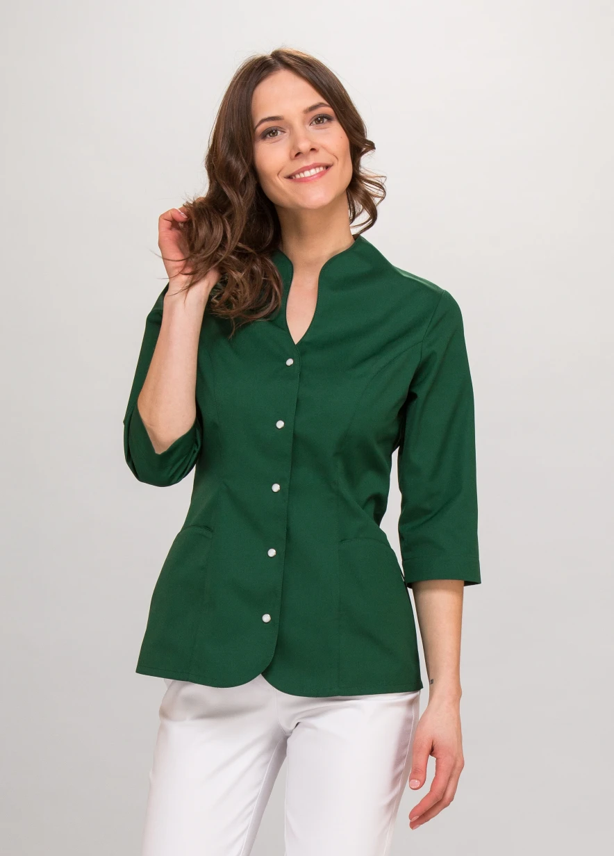 bluza damska medyczna taliowana rękaw 3/4 RÓŻA
