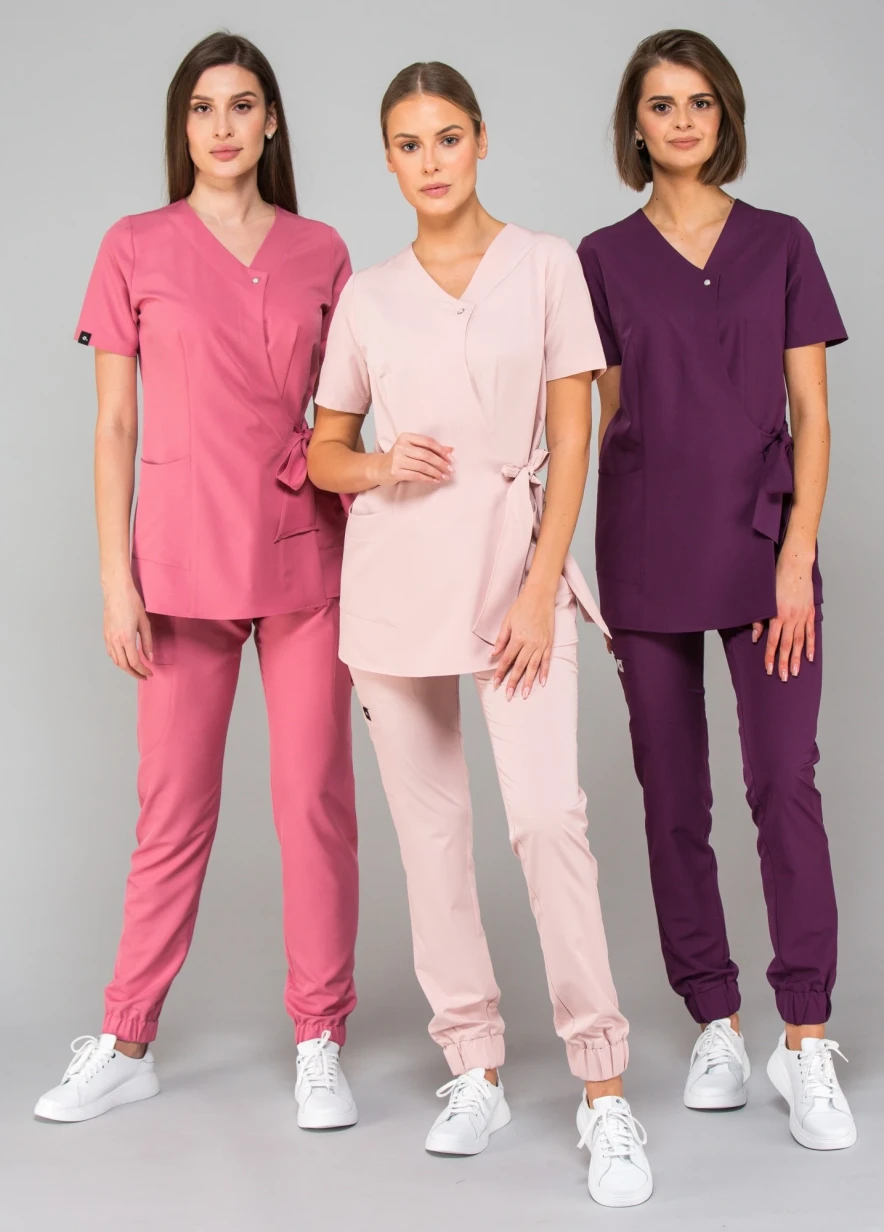 elegancka bluza kosmetyczna wiązana na bok LIV