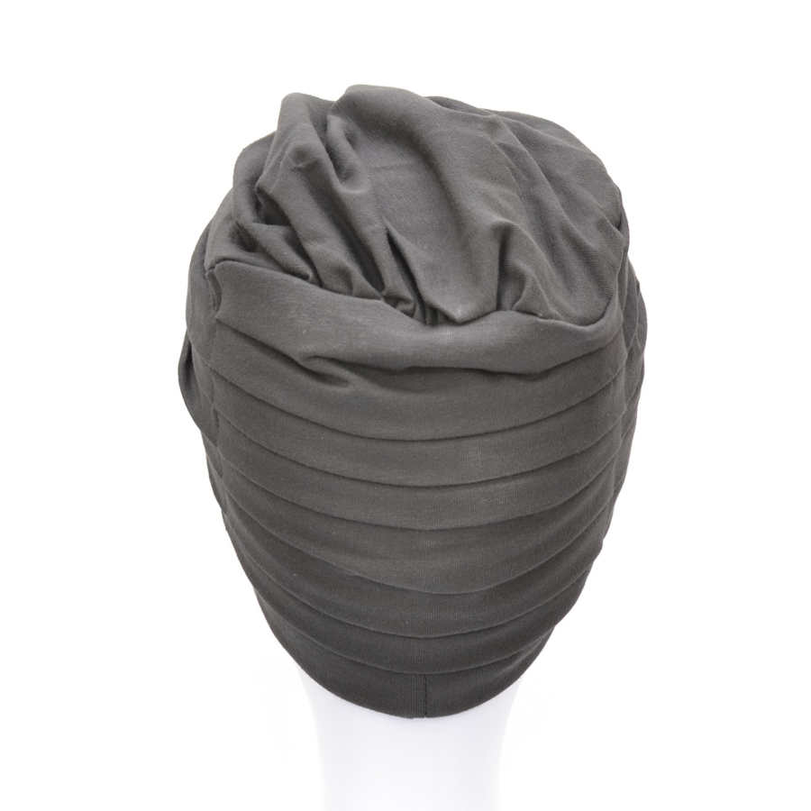 Turban z ozdobnym drapowaniem grafitowy KLARA 307 Premium*