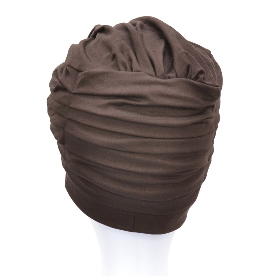 Turban z ozdobnym drapowaniem brązowy KLARA 25 Premium*