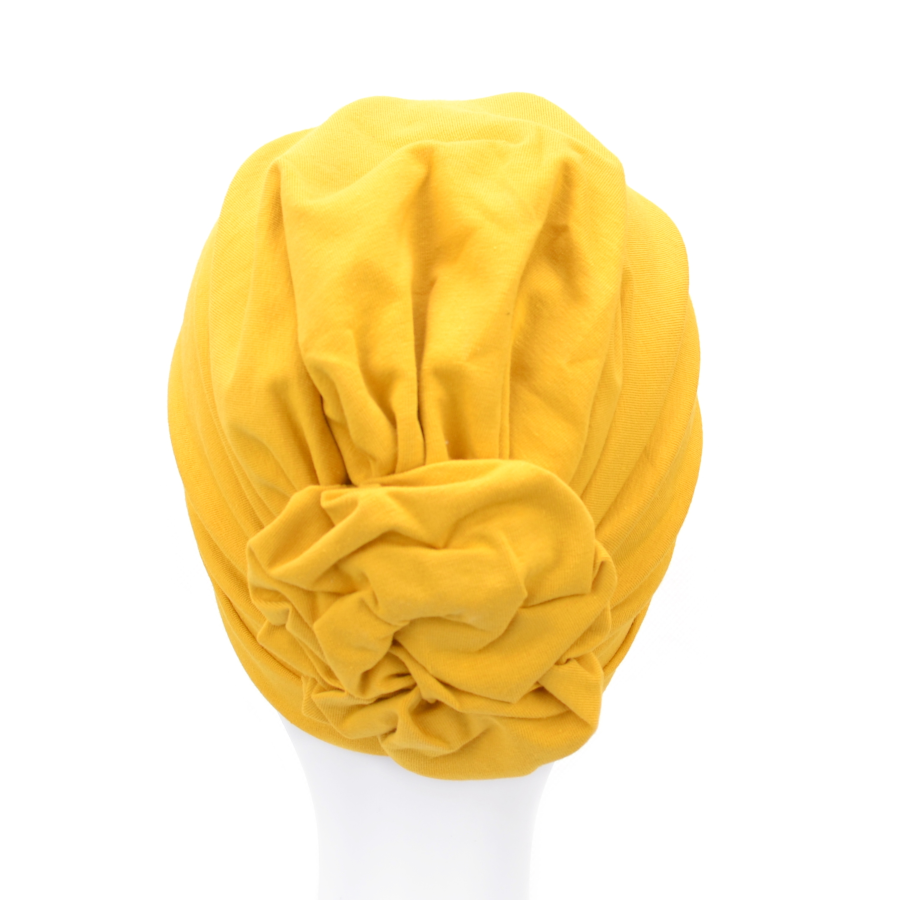 Turban z udrapowaną różą żółty POLA 275*