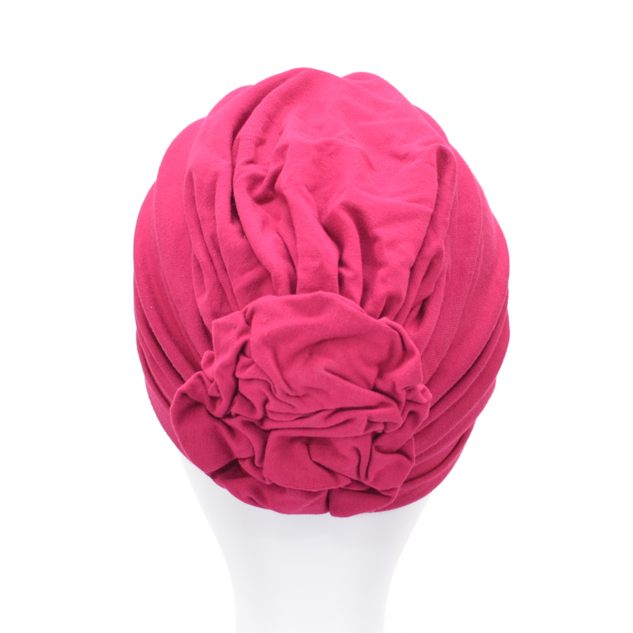 Turban z udrapowaną różą różowy POLA 93*