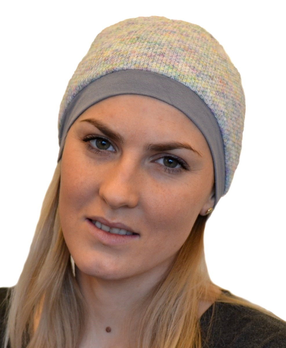Turban z udrapowaną różą szary POLA 108/230*