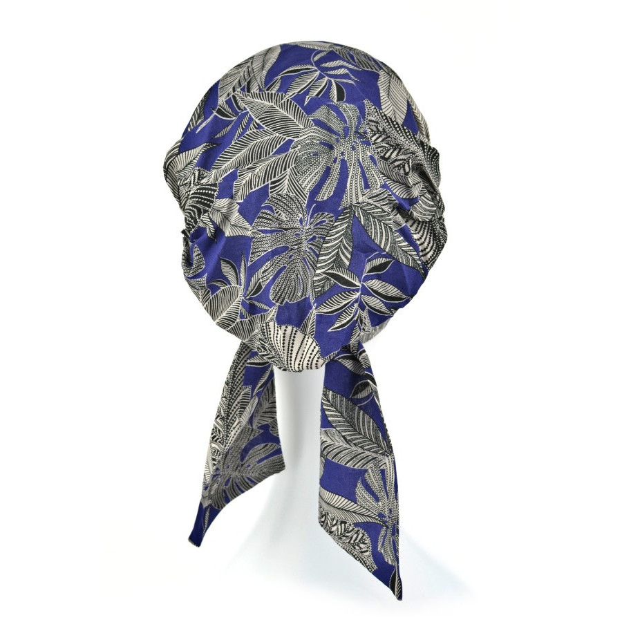 Granatowy turban w czarno białe liście FELICJA NEW 270*