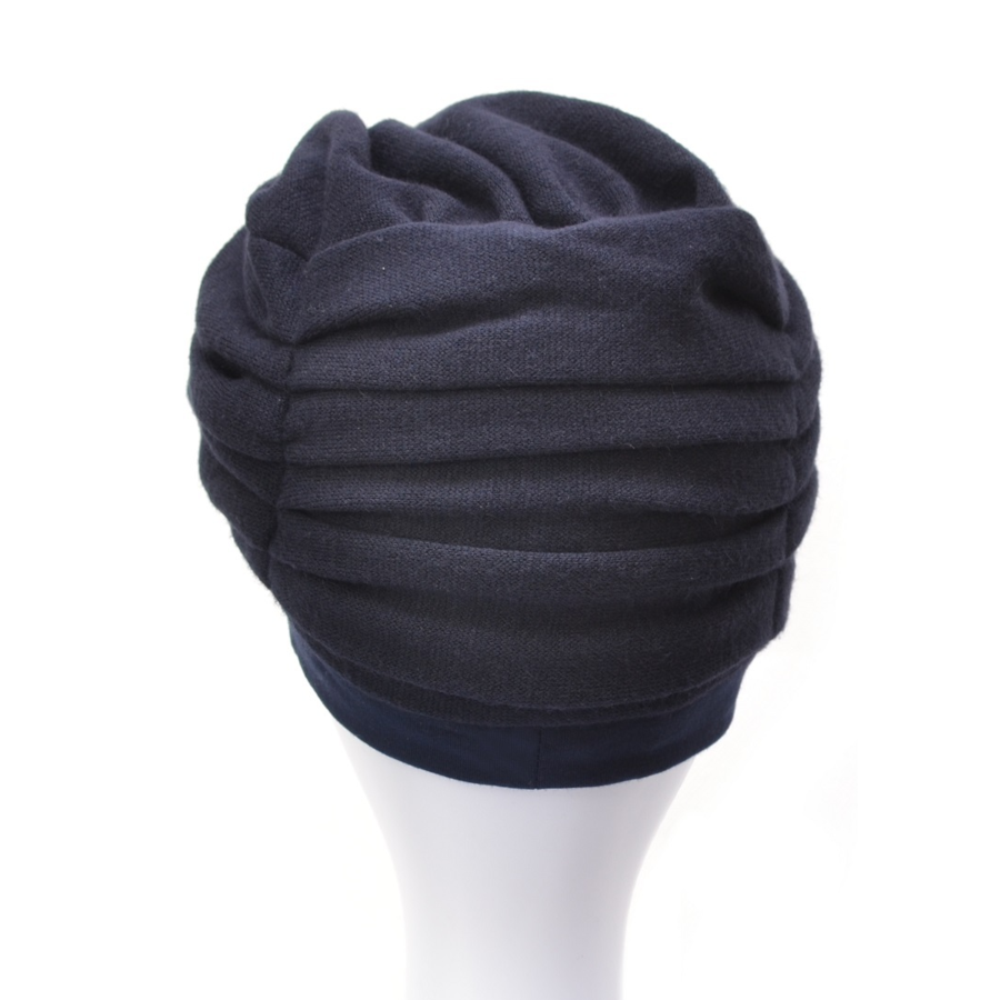 Turban z ozdobnym drapowaniem granatowy KLARA 279/222 Premium*
