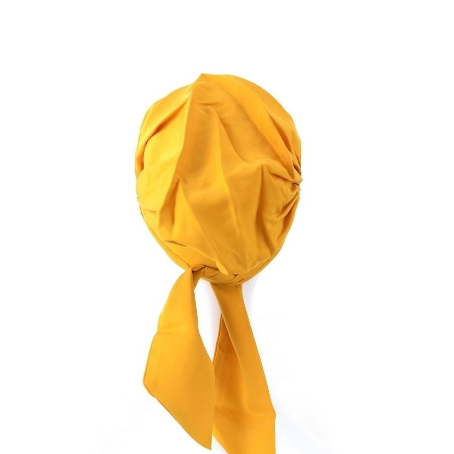 Lekki i komfortowy turban 100% wiskoza musztardowy żółty SARA 294*