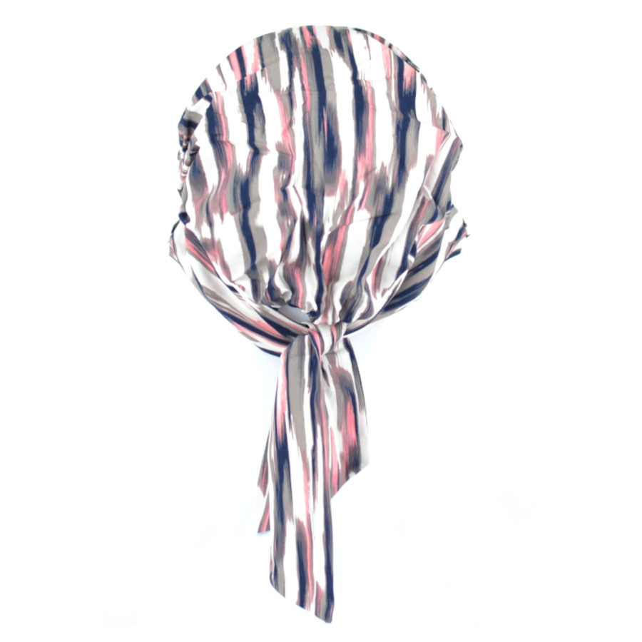Turban w nieregularne paski 100% wiskoza FELICJA NEW z daszkiem T-325