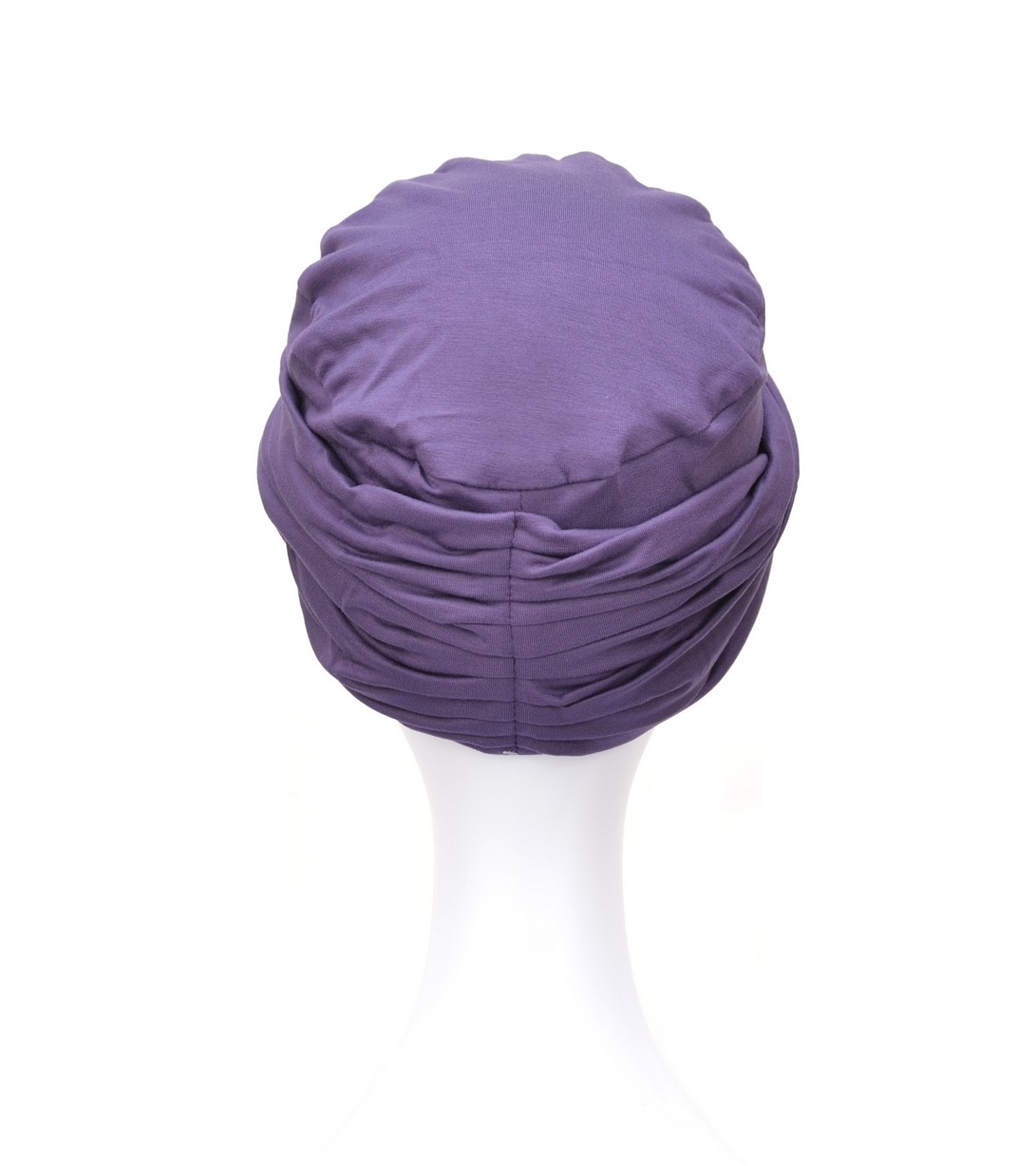 Fioletowy turban z bambusowego materiału LISBON B/30 ciemny fiolet*