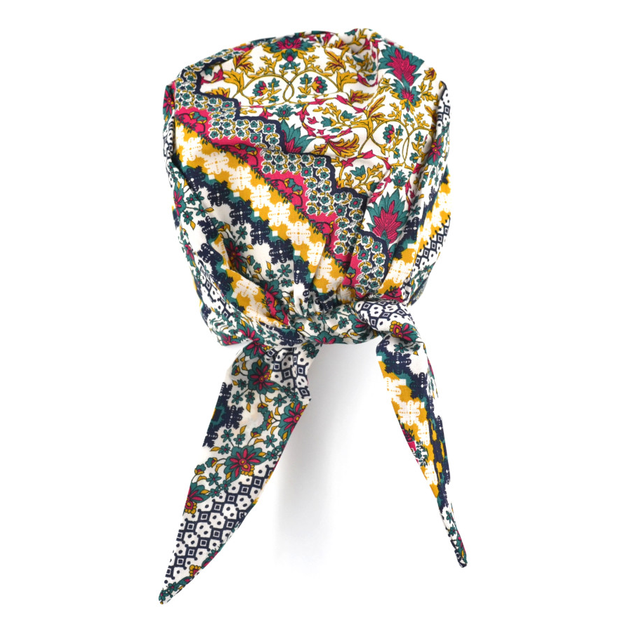 Turban lekki materiał krótkie troczki do zawiązania z tyłu głowy wielokolorowy DAISY T-13*