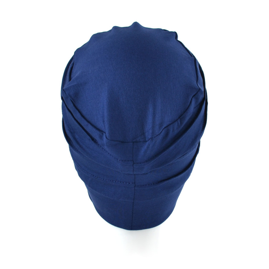 Klasyczny granatowy turban z delikatnymi przeszyciami ORCHID 12 granat
