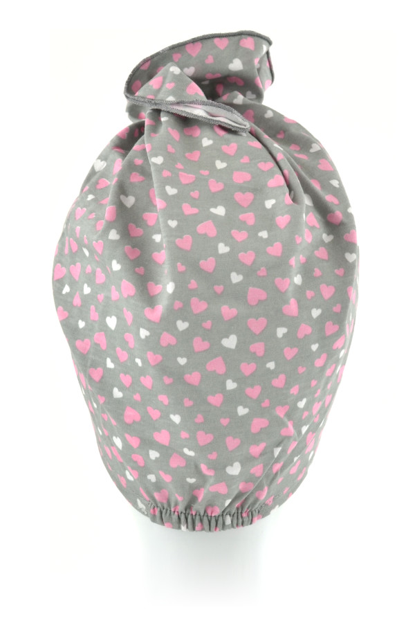 Turban 100% bawełna szary w serca KALINA T-33*