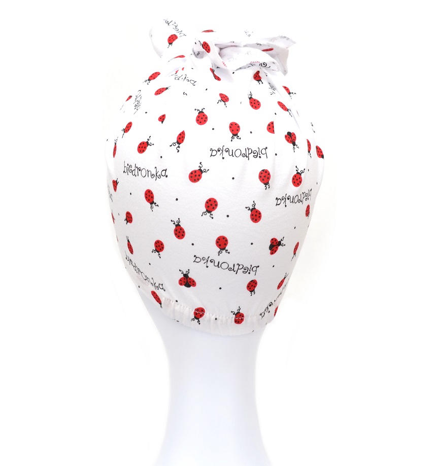 Turban biały w biedronki dla niemowląt 100% bawełna KALINKA baby T-3 biedronki*