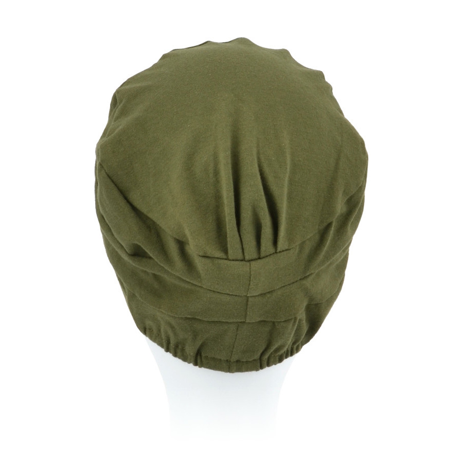 Oliwkowy turban-czapeczka z delikatnym drapowaniem na czubku głowy TALA olive