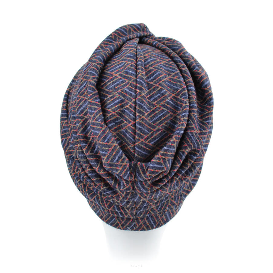 Turban retro granatowy wzór RIGA J/57*