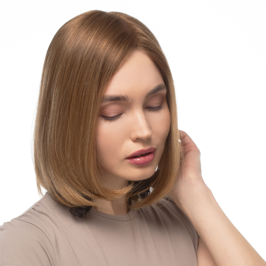 Peruka topper z naturalnych włosów słowiańskich jasny brąz STILLA 30cm 8/12