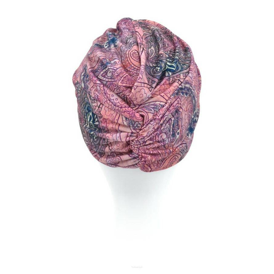Turban retro różowy w orientalne wzory ARUBA BM314B*