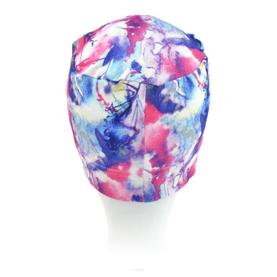 Lekki wzorzysty turban granatowy różowy niebieski BALI 580A