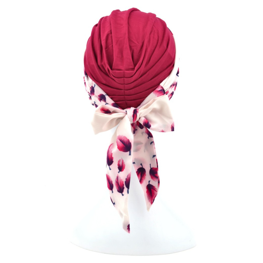 Komplet czerwony turban i dwie wzorzyste szarfy ZANZIBAR B118