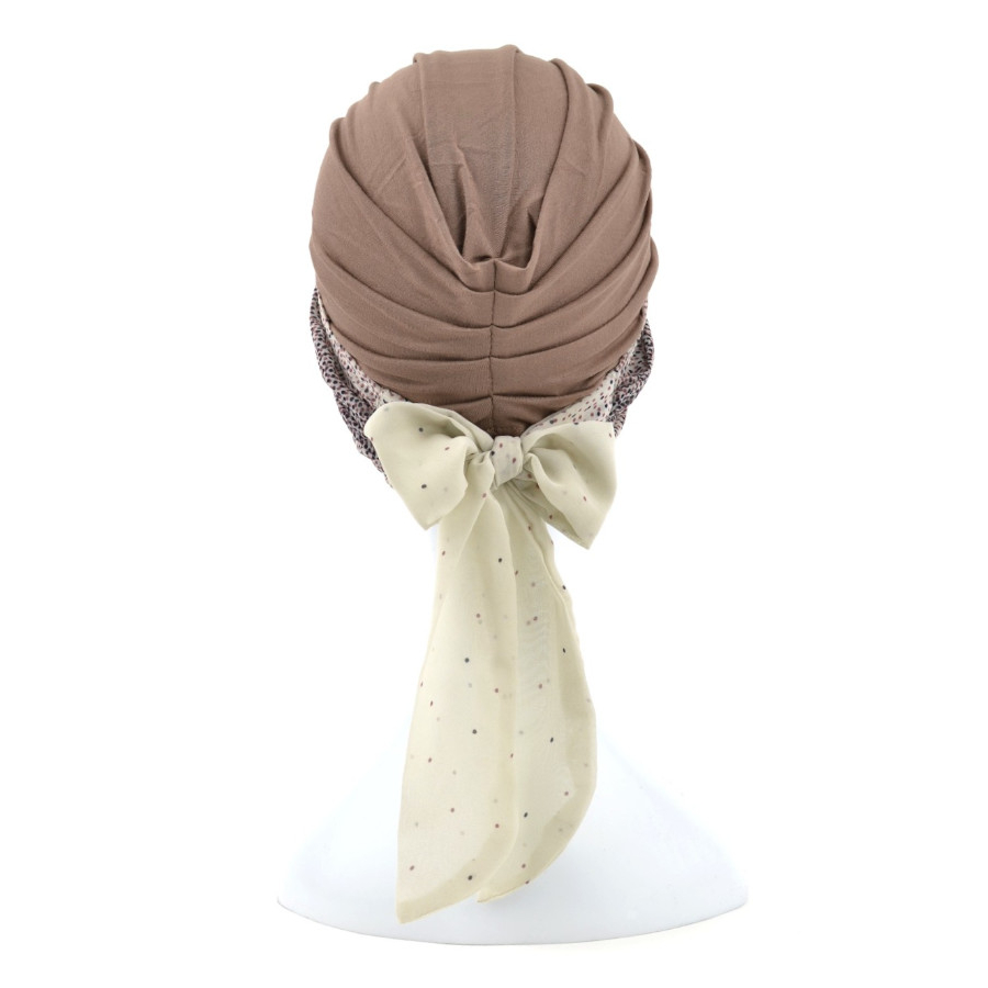 Komplet brązowy turban i dwie wzorzyste szarfy ZANZIBAR B17