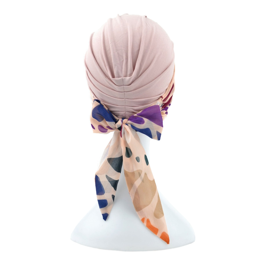 Komplet turban blady róż i dwie wzorzyste szarfy ZANZIBAR B2