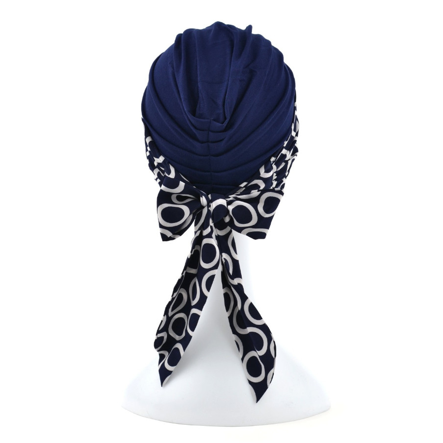 Komplet granatowy turban i dwie wzorzyste szarfy ZANZIBAR B23/8