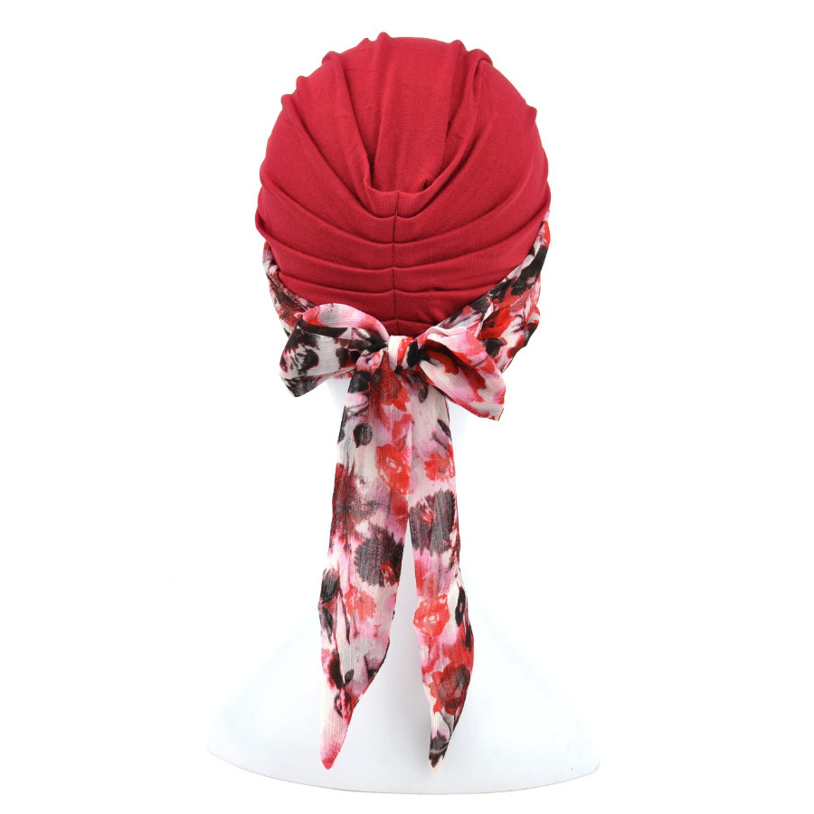 Komplet czerwony turban i dwie wzorzyste szarfy ZANZIBAR B26