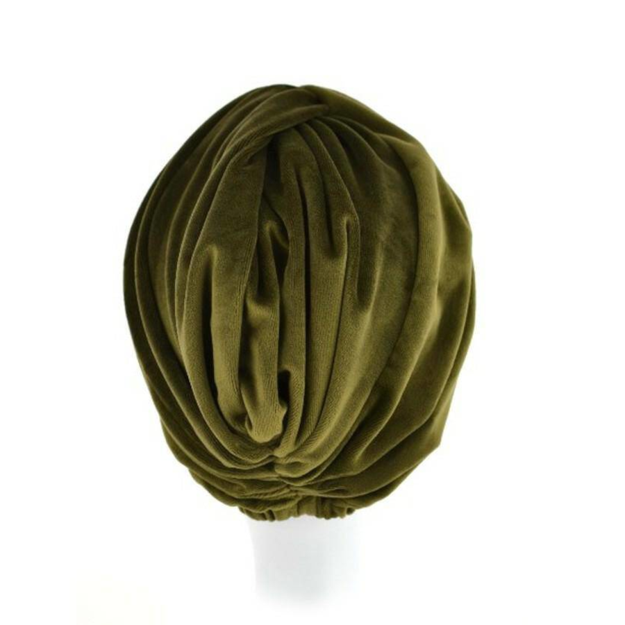 Turban welurowy retro oliwkowa zieleń RIGA VS/3*