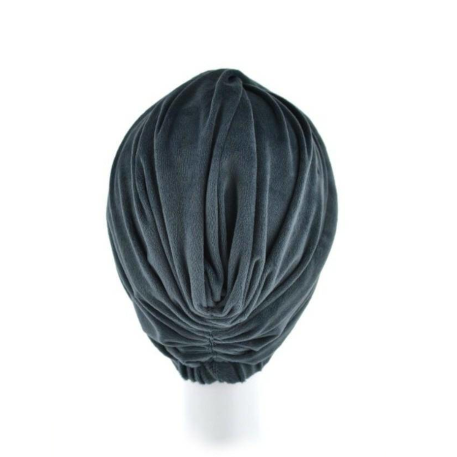 Turban welurowy retro grafitowy RIGA VS/12