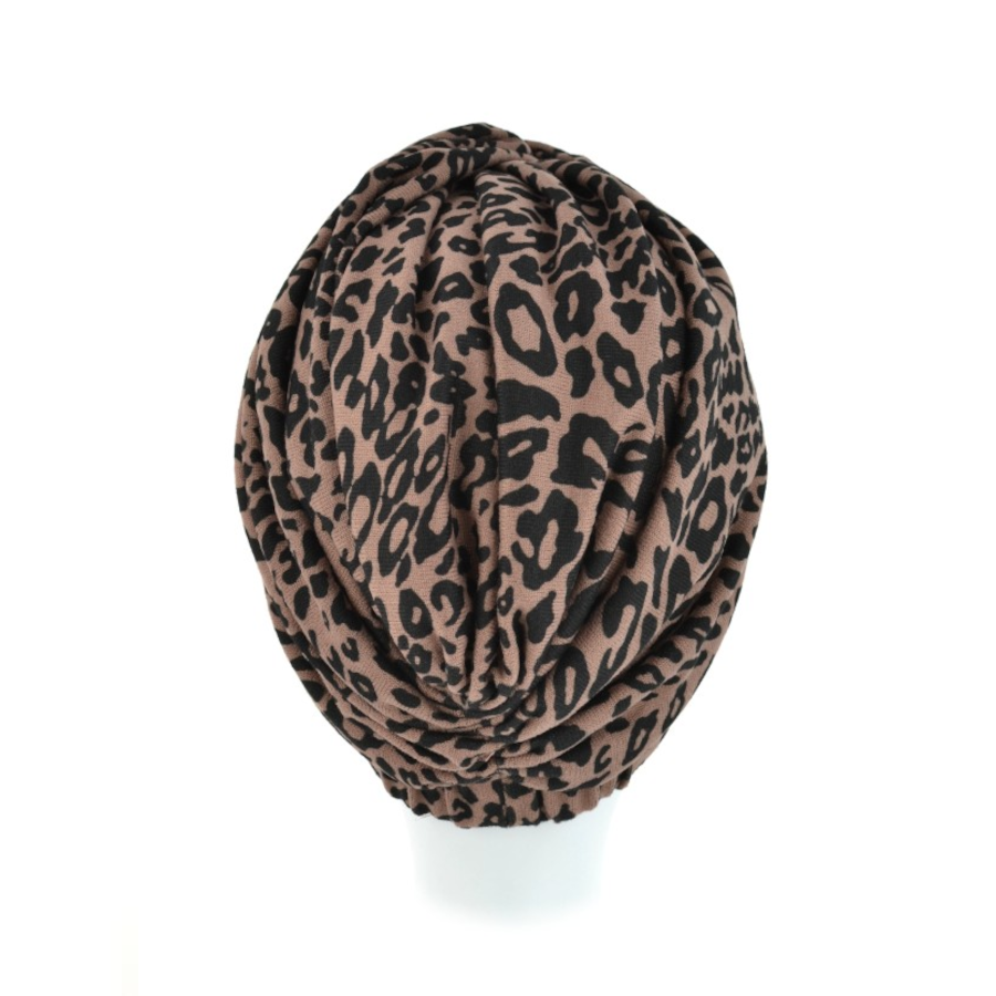 Beżowy turban w panterkę retro RIGA TL/68*