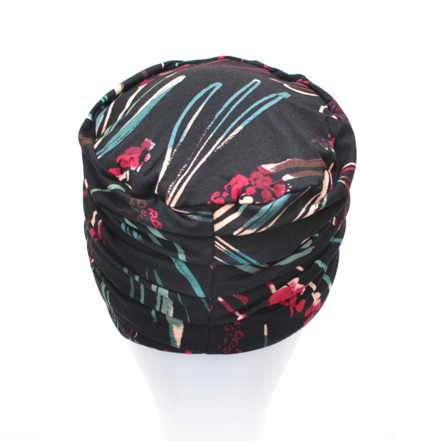 Dwuwarstwowy turban z ozdobnym drapowaniem czarny LONDON B/232*
