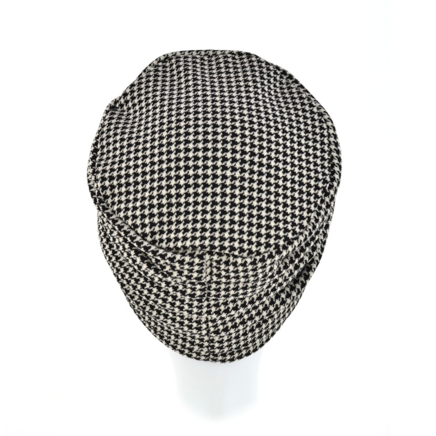 Dwuwarstwowy turban z ozdobnym drapowaniem w pepitkę LONDON J/4*
